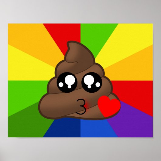 Love Poop Emoji Rainbow Burst Poster (Voorkant)