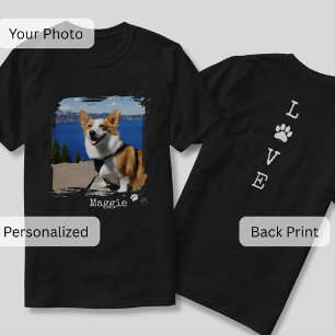 LOVE Poot Aangepaste Hond Foto Voor- en Achterkant T-shirt
