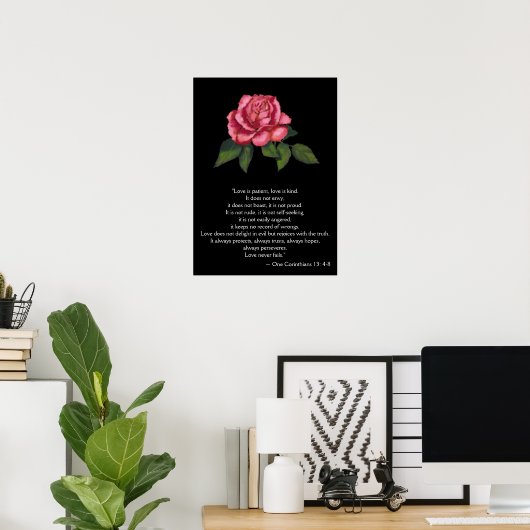 LOVE POSTER/CORINTHIANS 13: Roze Rose Poster (Thuiskantoor)