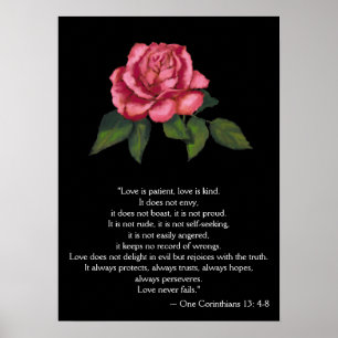 LOVE POSTER/CORINTHIANS 13: Roze Rose Poster