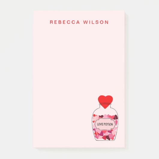 Love Potion Bottle Gepersonaliseerde Valentijn Roz Post-it® Notes (Voorkant)