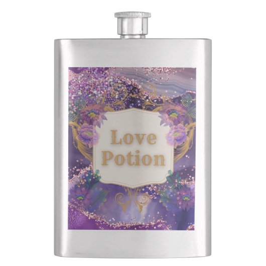 Love potion paarse patroonkunst van Renee Lavoie Flacon (Voorkant)