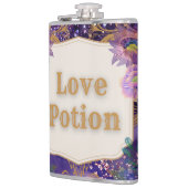 Love potion paarse patroonkunst van Renee Lavoie Heupfles (Links)