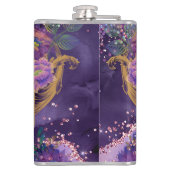 Love potion paarse patroonkunst van Renee Lavoie Heupfles (Achterkant)