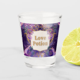 Love potion paarse patroonkunst van Renee Lavoie Shot Glas