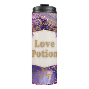 Love potion paarse patroonkunst van Renee Lavoie Thermosbeker