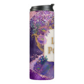 Love potion paarse patroonkunst van Renee Lavoie Thermosbeker (Gedraaid links)