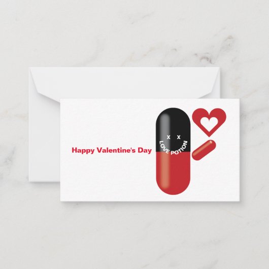 Love Potion Pill Happy Valentine's Day Notitiekaartje (Voorkant)