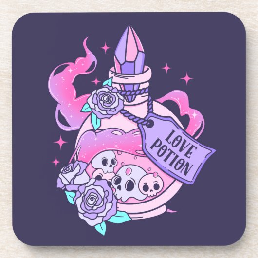 Love Potion Schattige Roze Halloween Potion Fles Bier Onderzetter (Voorkant)