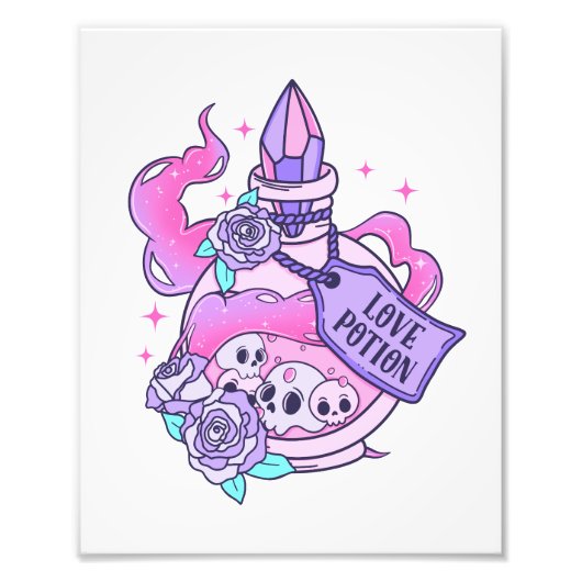 Love Potion Schattige Roze Halloween Potion Fles Foto Afdruk (Voorkant)