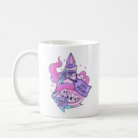 Love Potion Schattige Roze Halloween Potion Fles Koffiemok (Links)