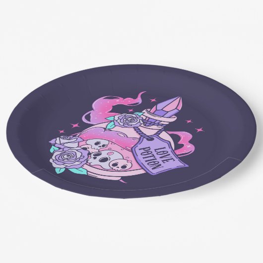 Love Potion Schattige Roze Halloween Potion Fles Papieren Bordje (Gekanteld)