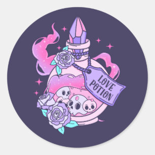 Love Potion Schattige Roze Halloween Potion Fles Ronde Sticker
