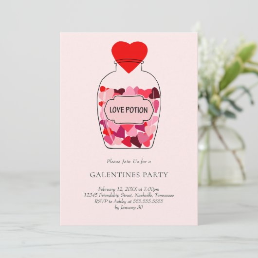 Love Potion Valentijnsdag Galentines Party Kaart (Staand voorkant)