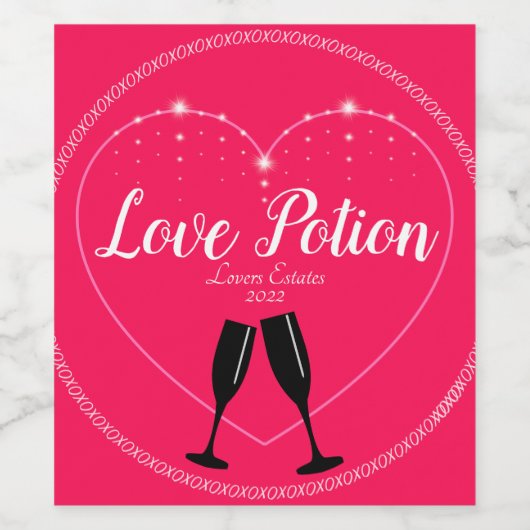 Love Potion Wine Labels Wijn Etiket (Enkel label)