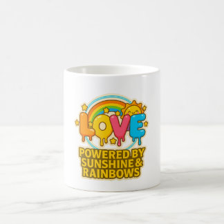 🌞🌈 “Love – Powered by Sunshine & Rainbows” Mug  Koffiemok