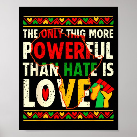 Love powerful than hate black history month unity  poster (Voorkant)