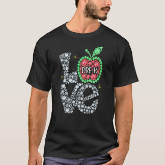 Love Pre K Apple Cute First Day Pre-k School T-shirt