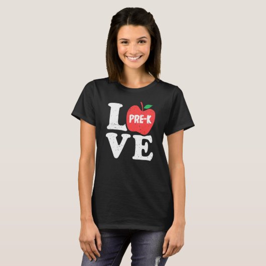 Love Pre K Apple Student Teacher   T-shirt (Voorkant volledig)