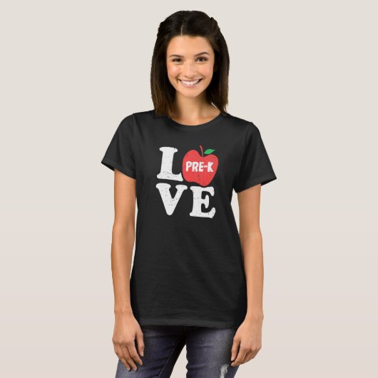 Love Pre K Apple Student Teacher T-shirt (Voorkant volledig)