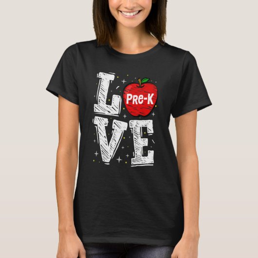 Love Pre K Cute Apple Back to School Teacher T-shirt (Voorkant)