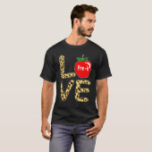 Love Pre K Leopard Terug naar school leraar studen T-shirt (Voorkant volledig)