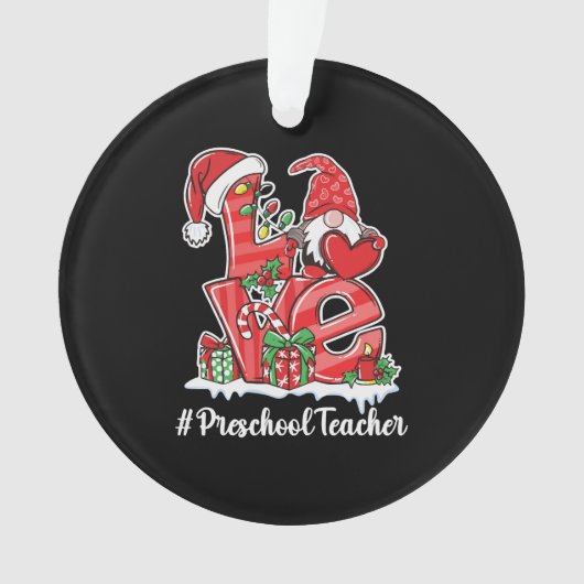 Love Preschool Teacher Gnome Kerstpyjama Ornament (voorkant)