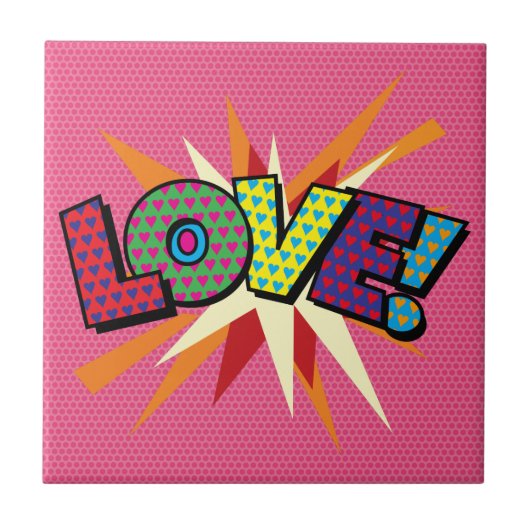 LOVE Pret Fun Retro Stripboek Pop Art Tegeltje (Voorkant)