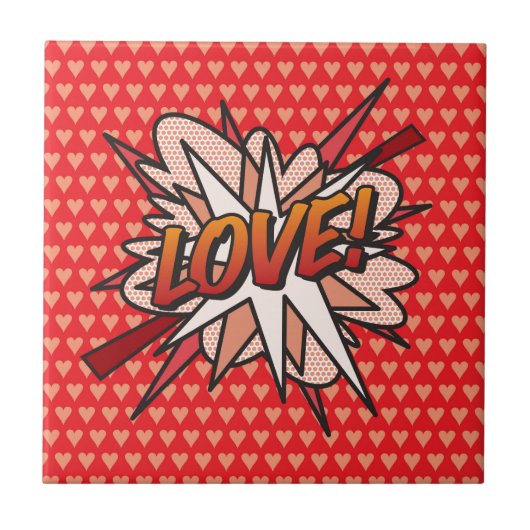 LOVE Pret Fun Retro Stripboek Pop Art Tegeltje (Voorkant)