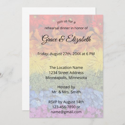 Love Pride Floral Rehearsal Dinner Kaart (Voorkant / Achterkant)