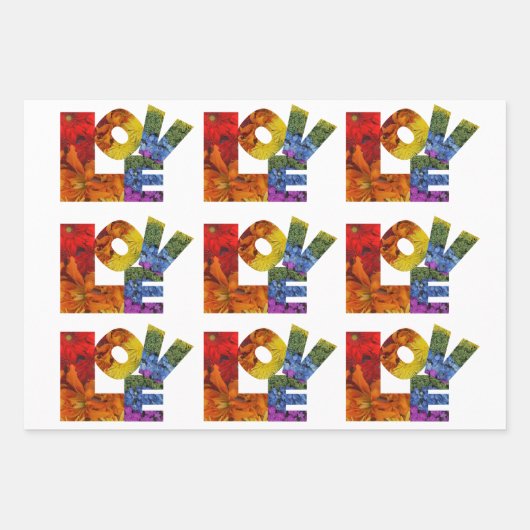 Love Pride Floral Wrapping Paper Sheet Set (Voorkant)