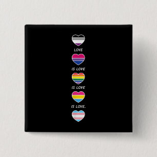 Love Pride LGBT Asexual Bi Pansexual Trans Vierkante Button 5,1 Cm