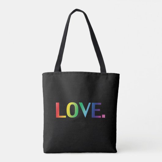 Love, pride lgbt lgbtq gay queer rainbow black tote bag (Achterkant)
