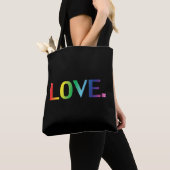 Love, pride lgbt lgbtq gay queer rainbow black tote bag (Dichtbij)