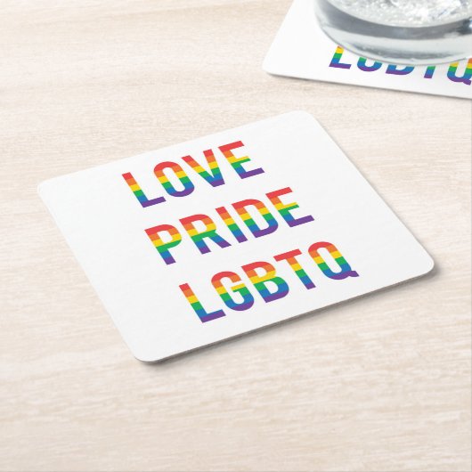 Love Pride LGBTQ Kartonnen Onderzetters (Schuin)