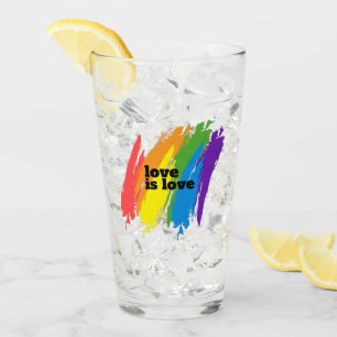 Love Pride LGBTQ Rainbow Motif Glas