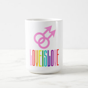 Love Pride Rainbow Flag Text Colorful Koffiemok