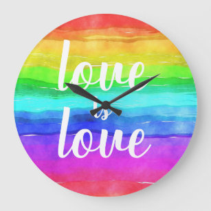 Love Pride Rainbow Waterverf Grote Klok