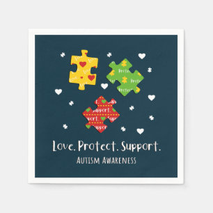 Love Protect Support Autisme Awareness Puzzles Servet
