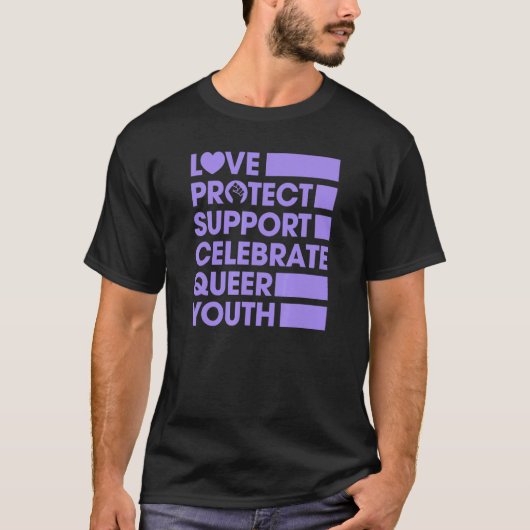 Love Protect Support Celebrate Queer Youth Lgbtq G T-shirt (Voorkant)