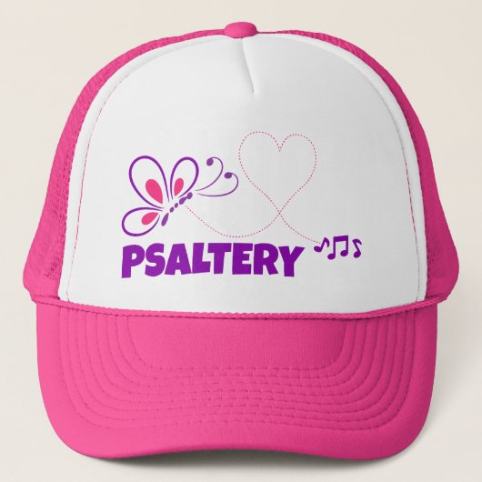 Love Psaltery Pink Purple Butterfly Heart Trucker Pet (Voorkant)