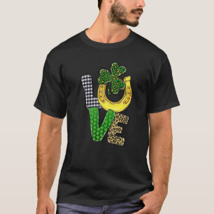 Love Pset Leopard Shamrock C Hoefijzers Patrick' T-shirt