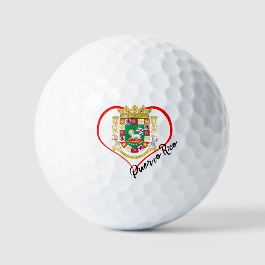 Love Puerto Rico Golf Balls, PR flag, Heart Golfballen (Voorkant)