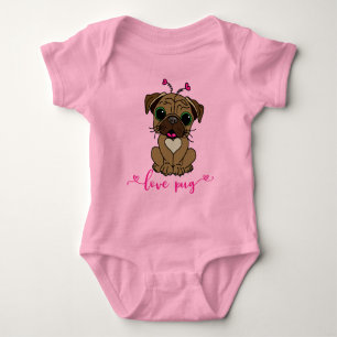 Love Pug Dog Valentijnsdag Romper