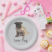 Love Pug Papieren Bordje (Feest)