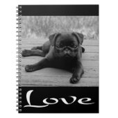 Love Pug Puppy Dog Black Notebook/Journal Notitieboek (Voorkant)