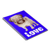 Love Pug Puppy Dog Blue Notebook / Journal Notitieboek (Rechterzijde)
