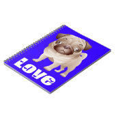 Love Pug Puppy Dog Blue Notebook / Journal Notitieboek (Linkerzijde)