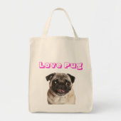 Love Pug Puppy Dog Canvas Grocery otebag Tote Bag (Voorkant)