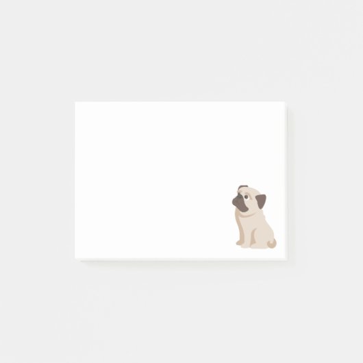 Love Pug Puppy Dog Cartoon Post IT Sticky Notes (Voorkant)